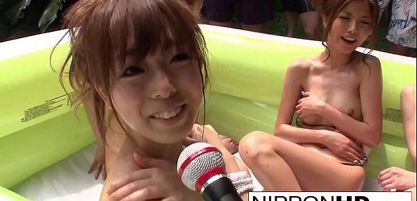  A bunch of Japanese bikini babes have a wrestling match!